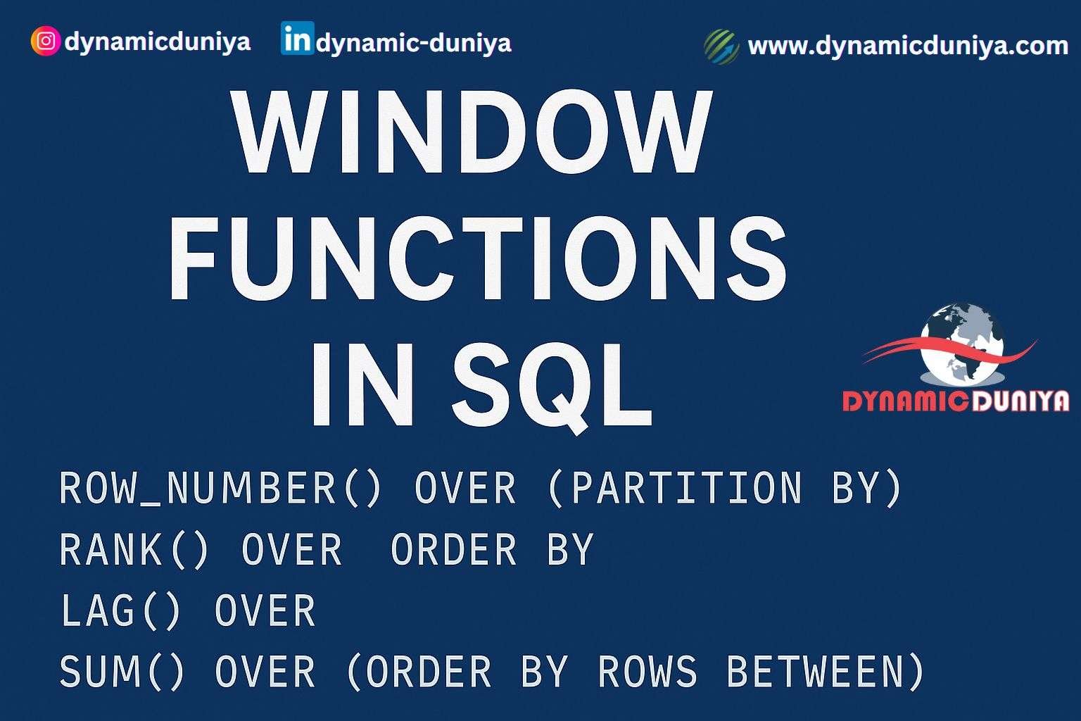 Ultimate Guide to SQL Window Functions with Examples and Use Cases